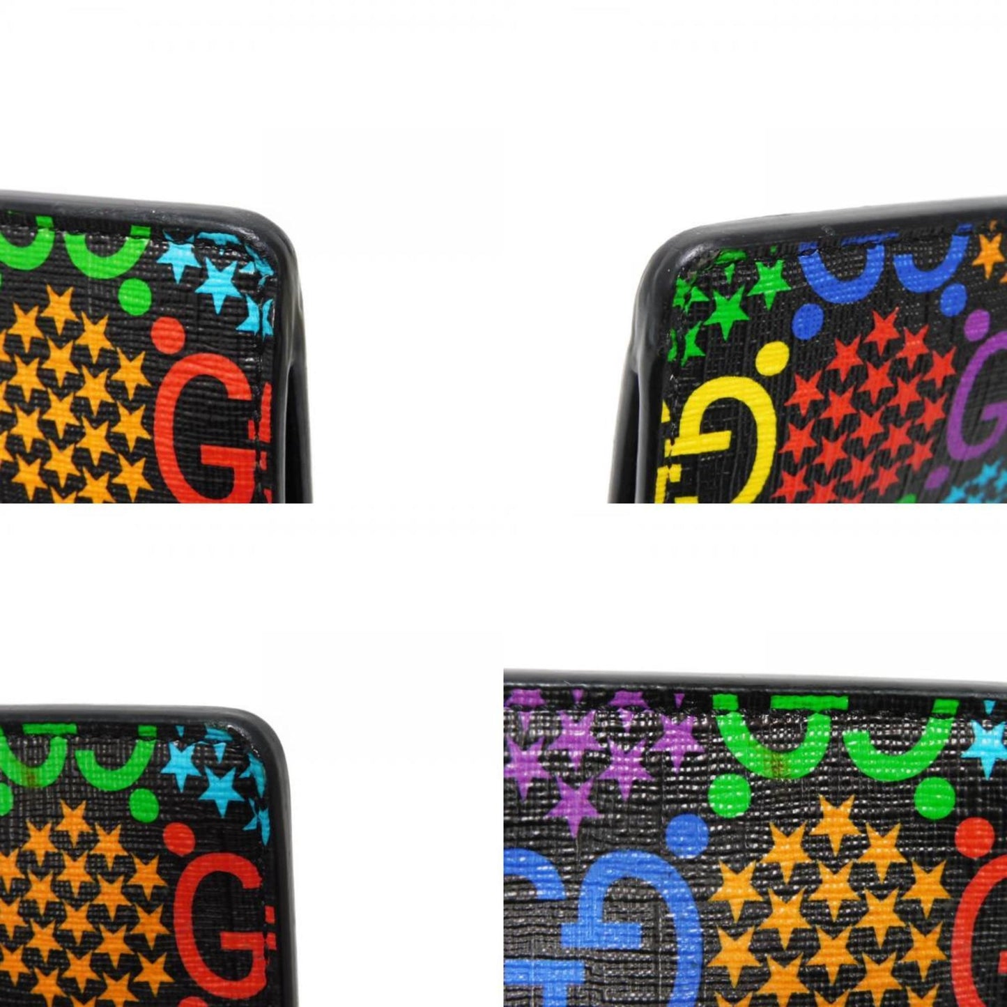 Gucci Black Multi-Color Canvas Leather Clutch Bag Pouch