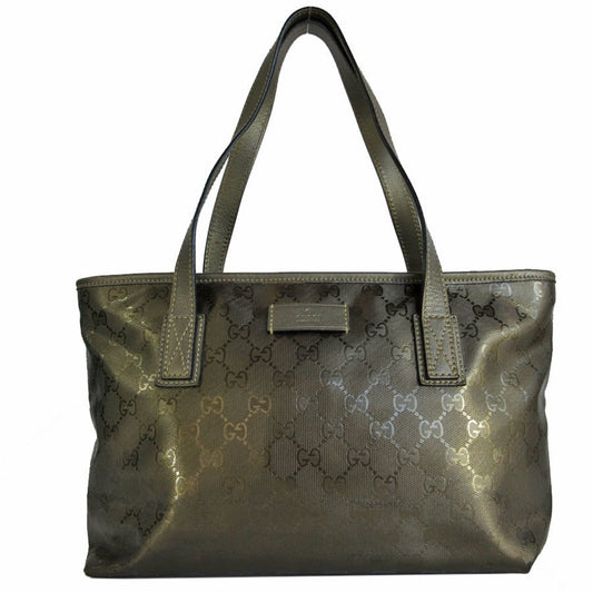 Gucci Khaki Metallic Pvc Leather Shoulder Bag Tote Bag ()