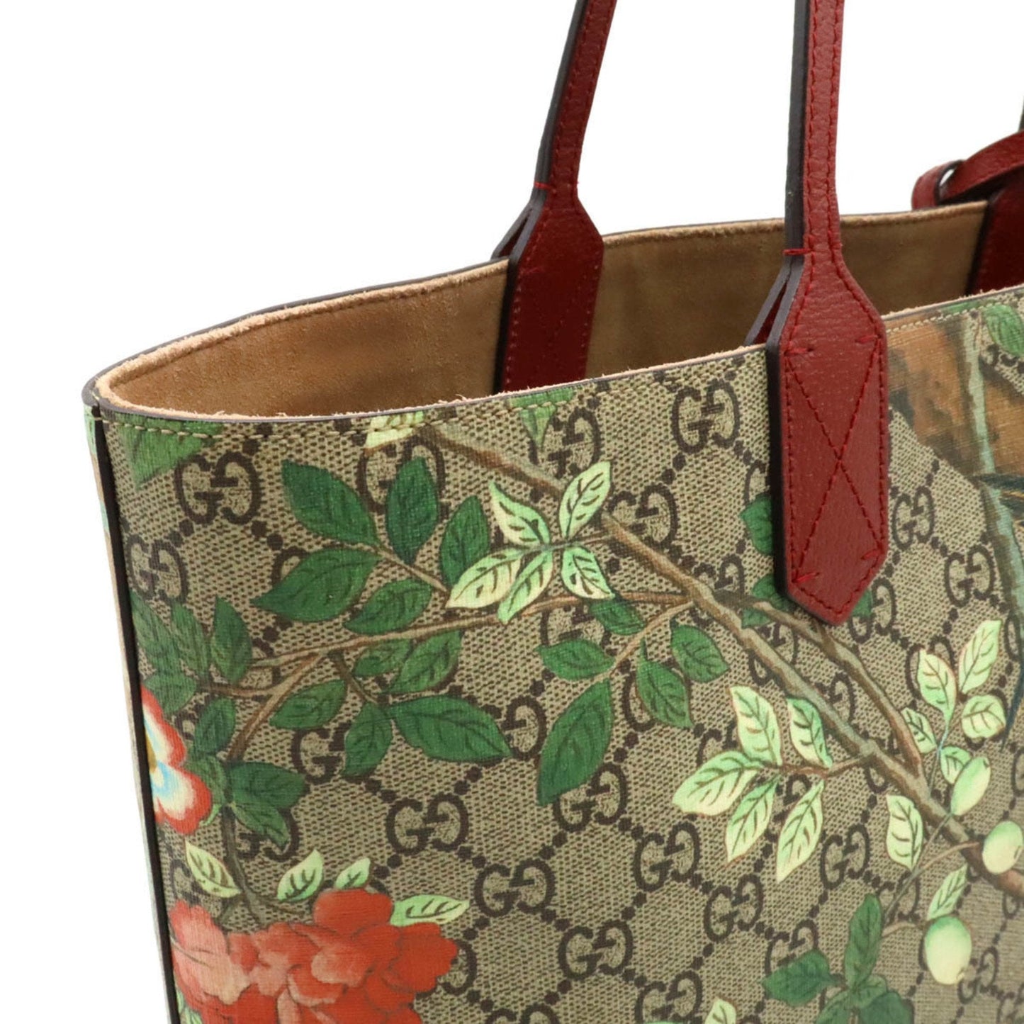 Gucci Beige Khaki Multi-Color Red Color Pvc Leather Shoulder Bag Tote Bag