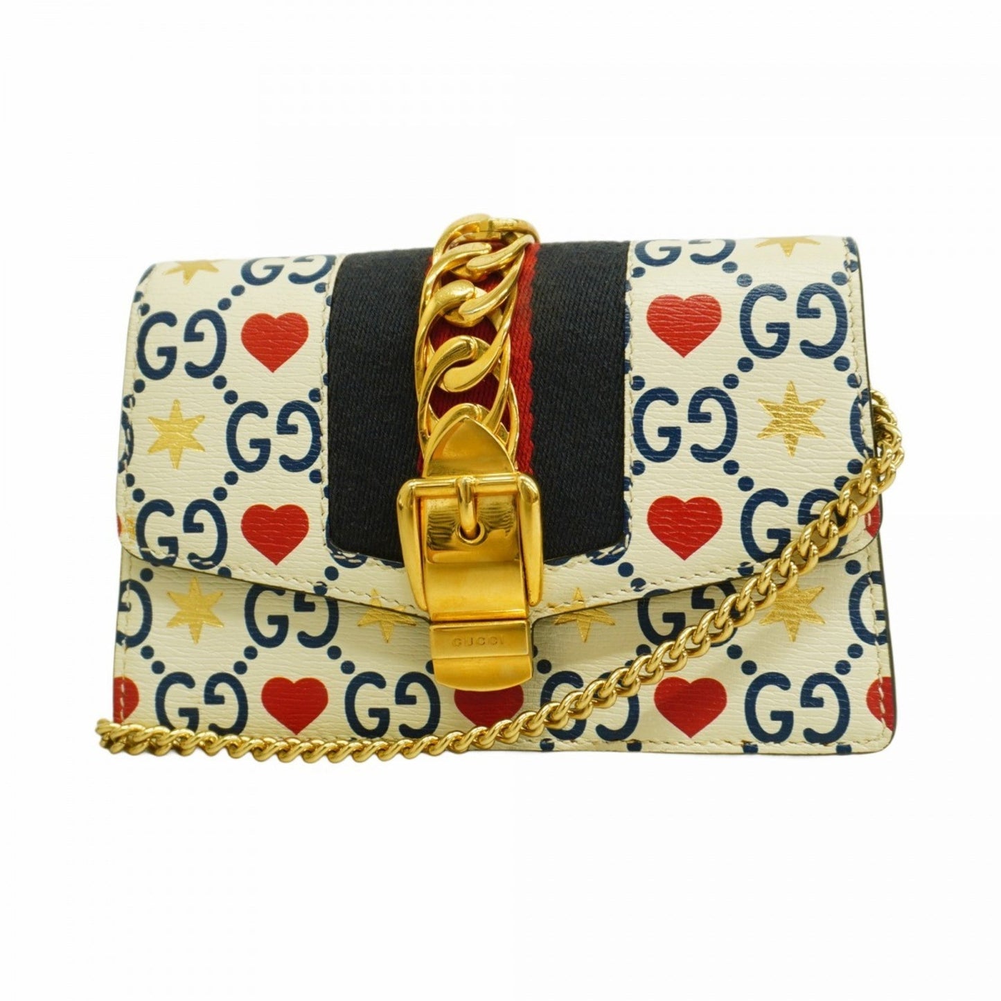 Gucci Multi-Color White Leather Shoulder Bag ()