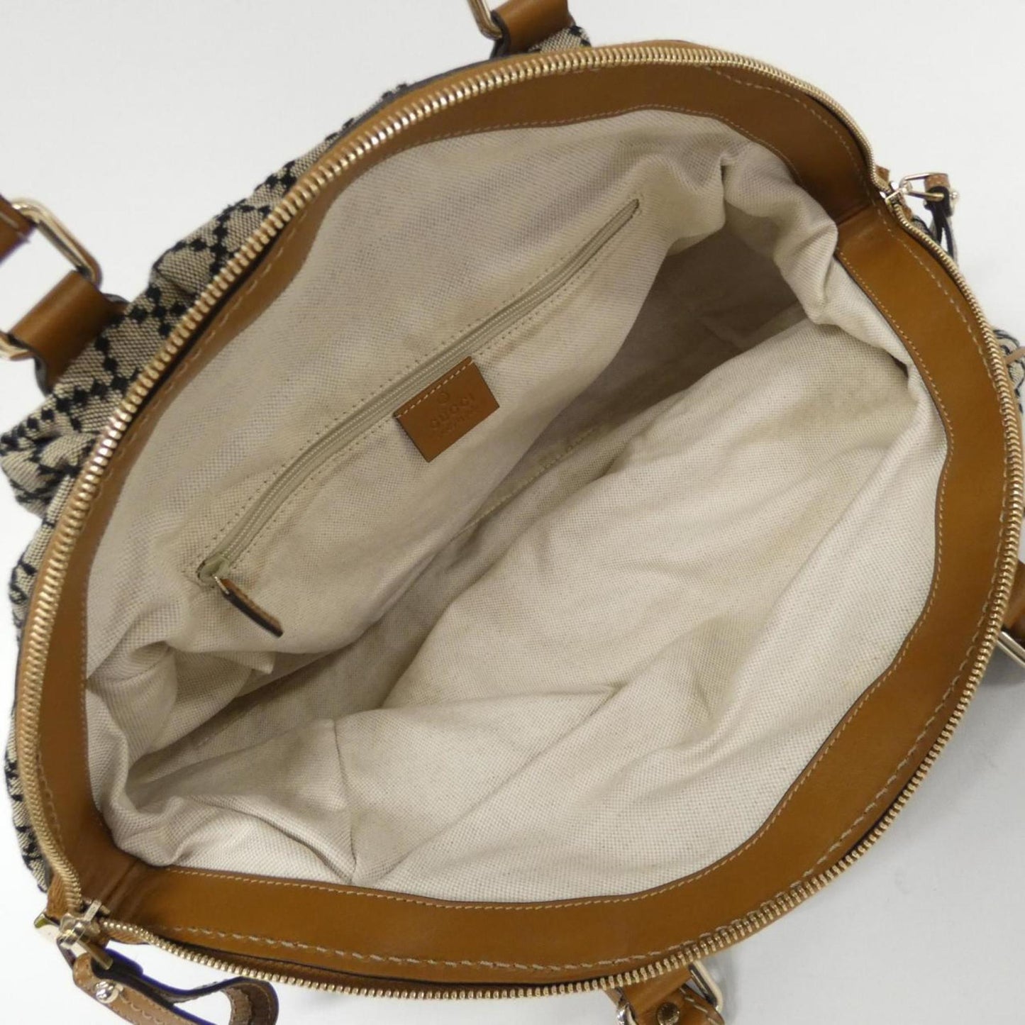 Gucci Beige Light Brown Canvas Leather Shoulder Bag