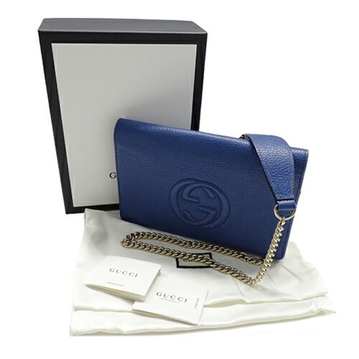 Gucci Blue Leather Chain/Shoulder Wallet