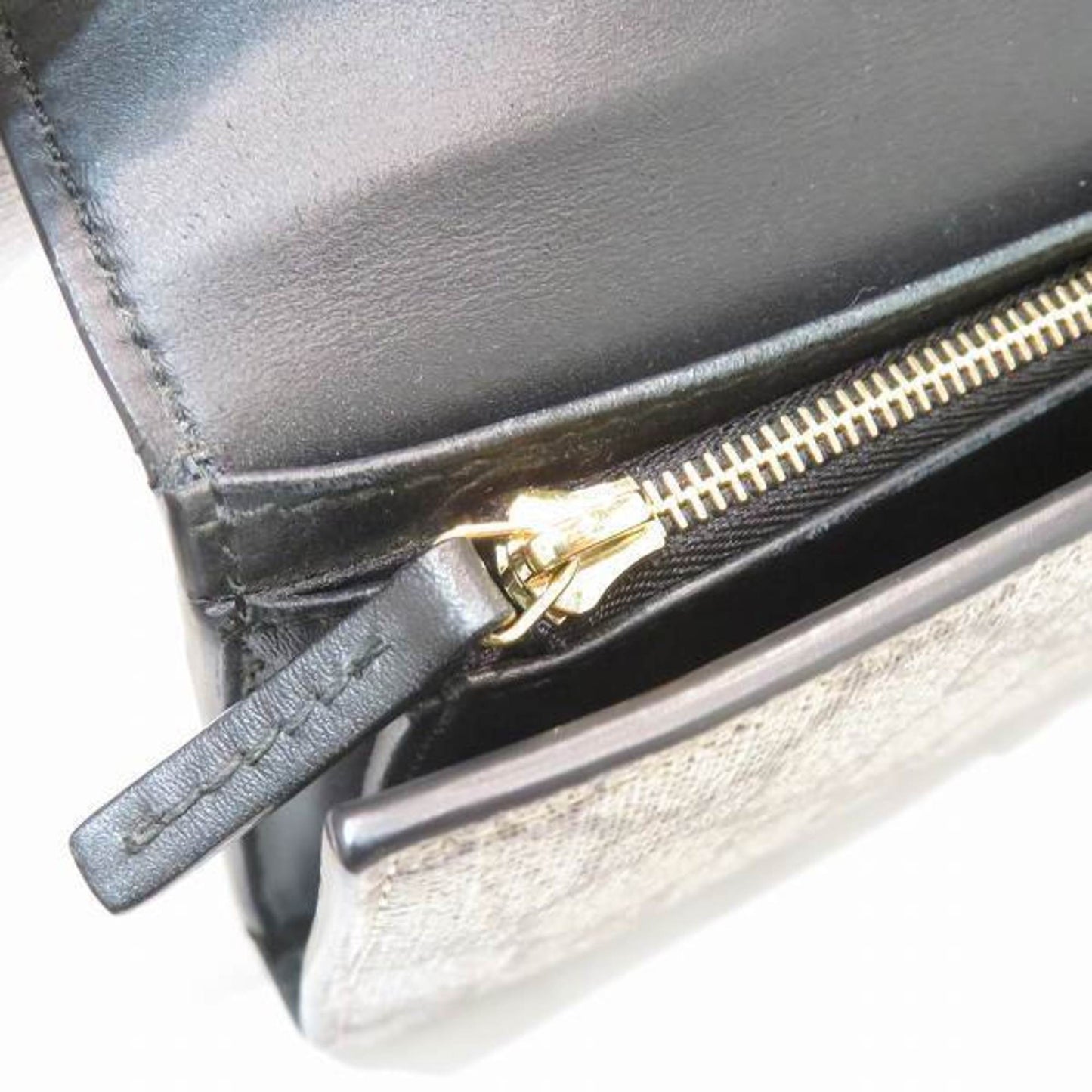 Gucci Beige Black Gg Supreme Leather Long Wallet (Bi-Fold)