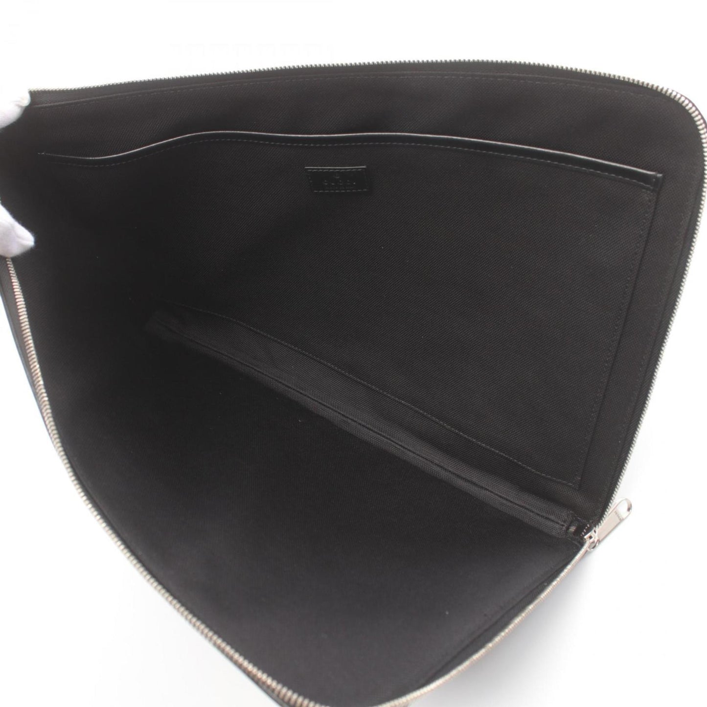 Gucci Black Pvc Coated Canvas Leather Clutch Bag Document Case