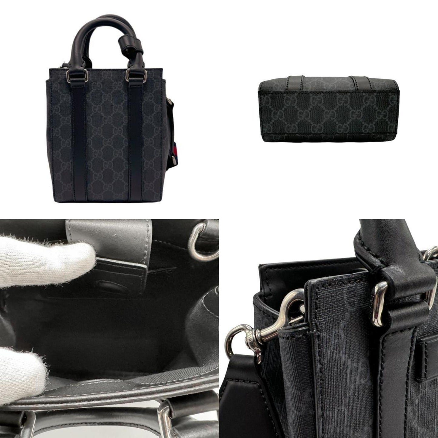 Gucci Black Gray Pvc Handbag Shoulder Bag