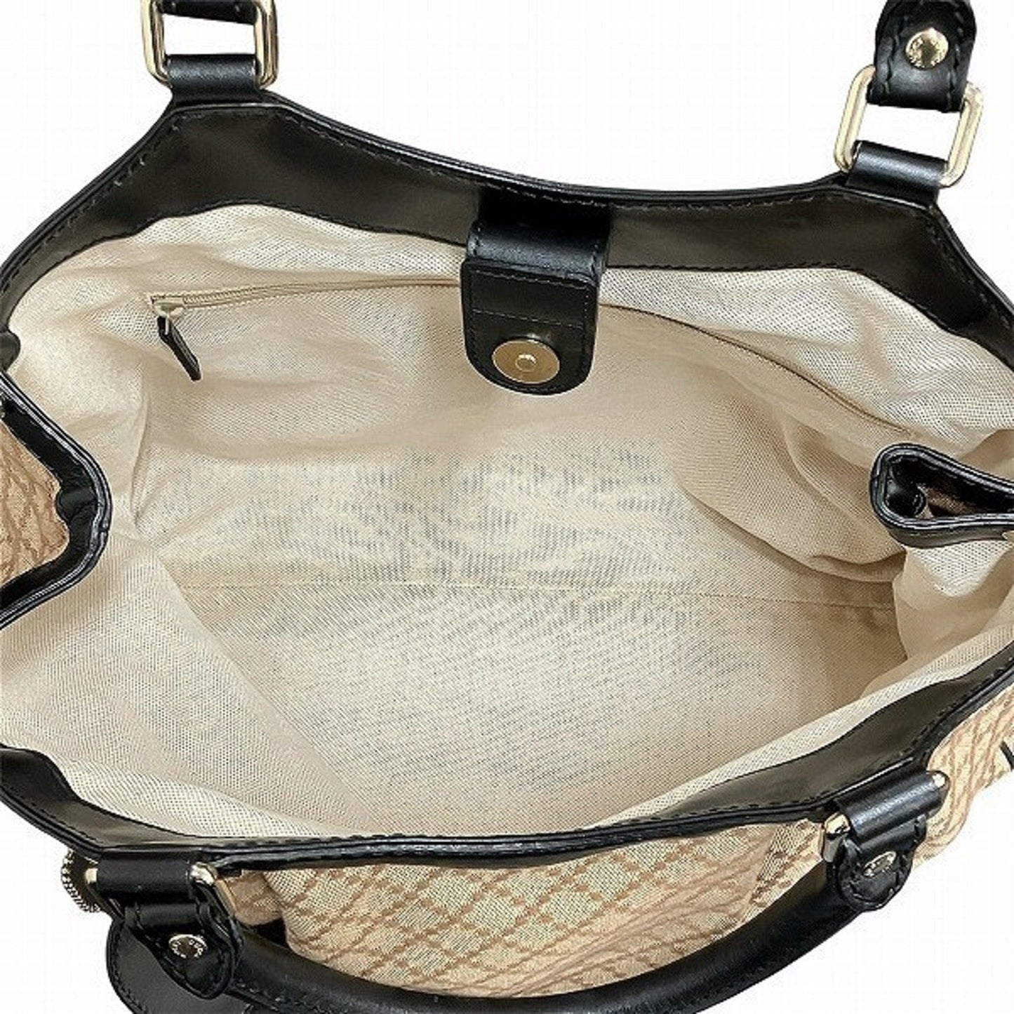 Gucci Beige Brown Canvas Leather Handbag Tote Bag