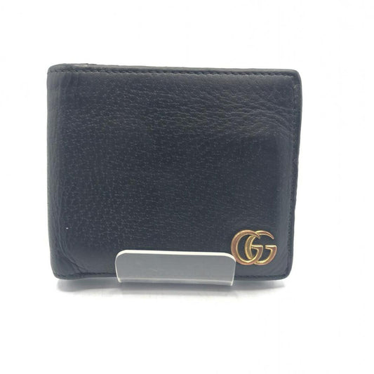 Gucci Black Gray Navy Leather Middle Wallet (Bi-Fold) ()