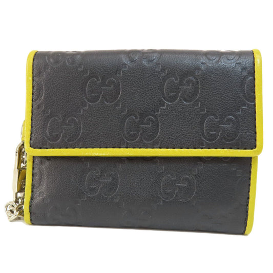 Gucci Black Yellow Leather Wallet (Bi-Fold) ()