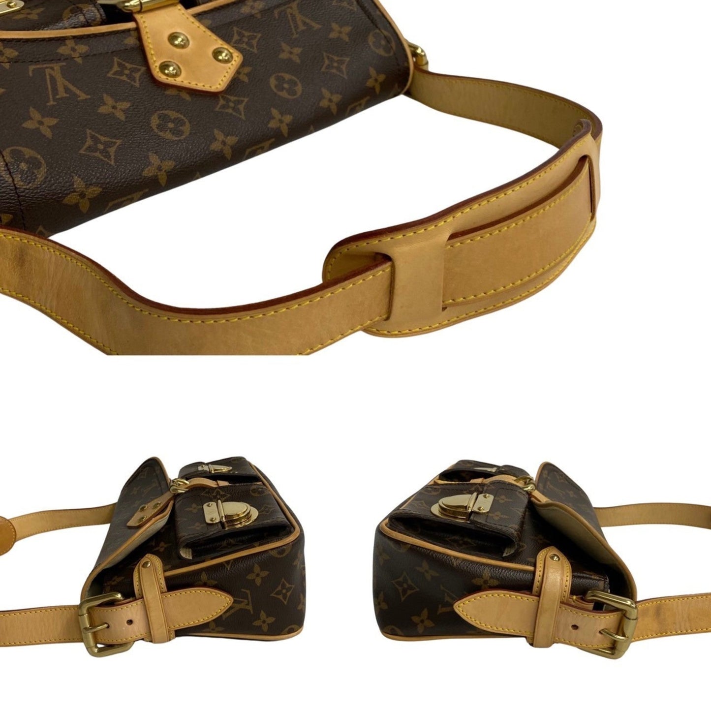 Louis Vuitton Brown Gold Leather Pvc Shoulder Bag Tote Bag