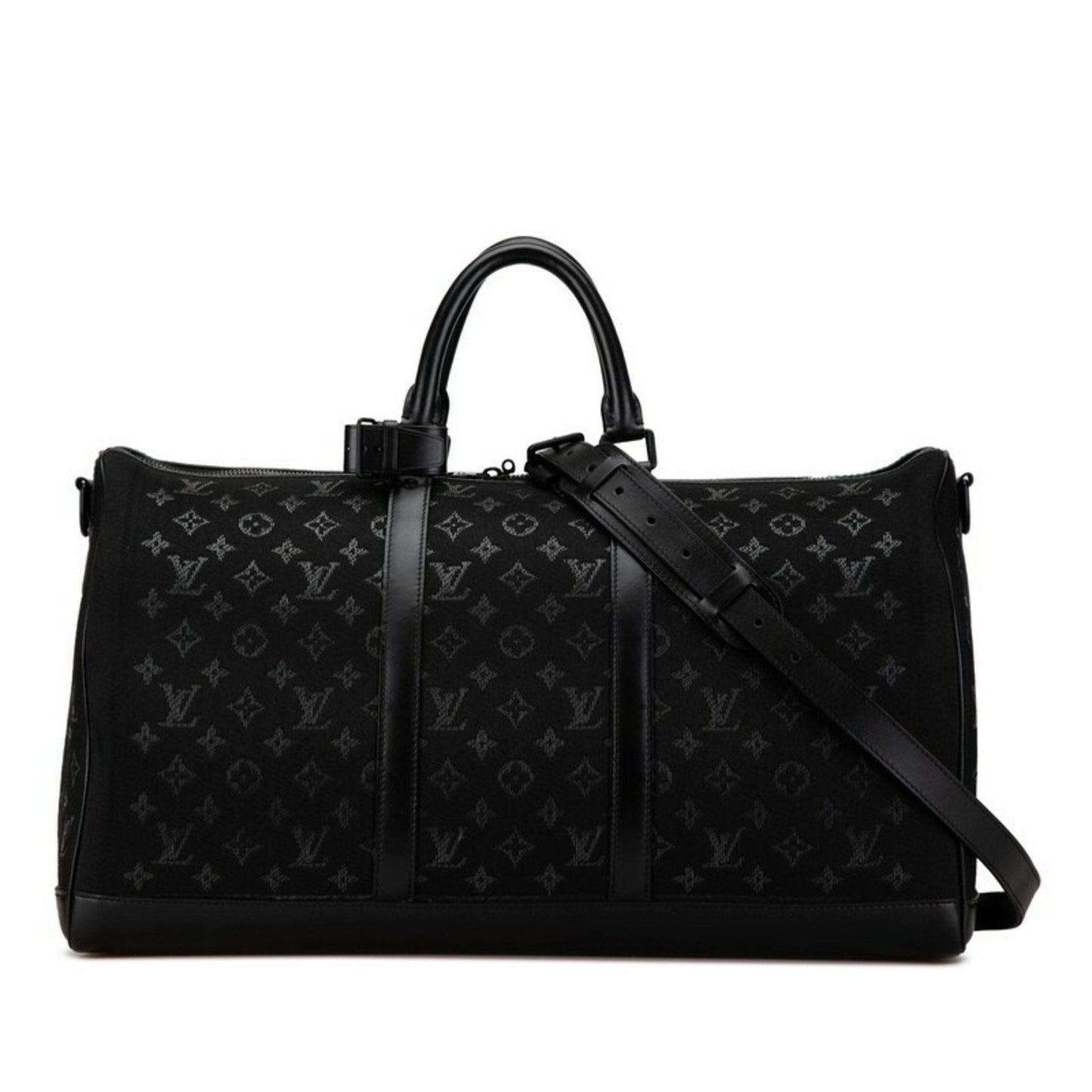 Louis Vuitton Black Canvas Leather Boston Bag Shoulder Bag ()