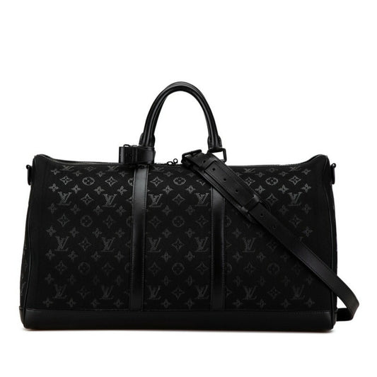 Louis Vuitton Black Canvas Leather Boston Bag Shoulder Bag ()