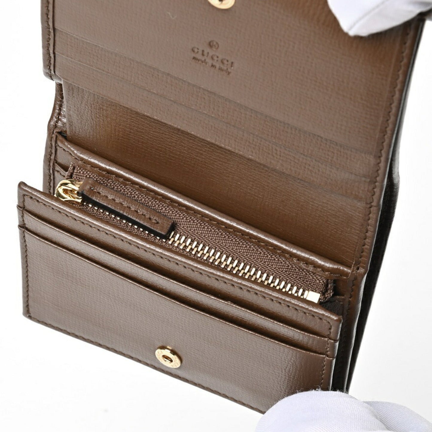 Gucci Gg Supreme Brown Gg Supreme Leather Card Wallet