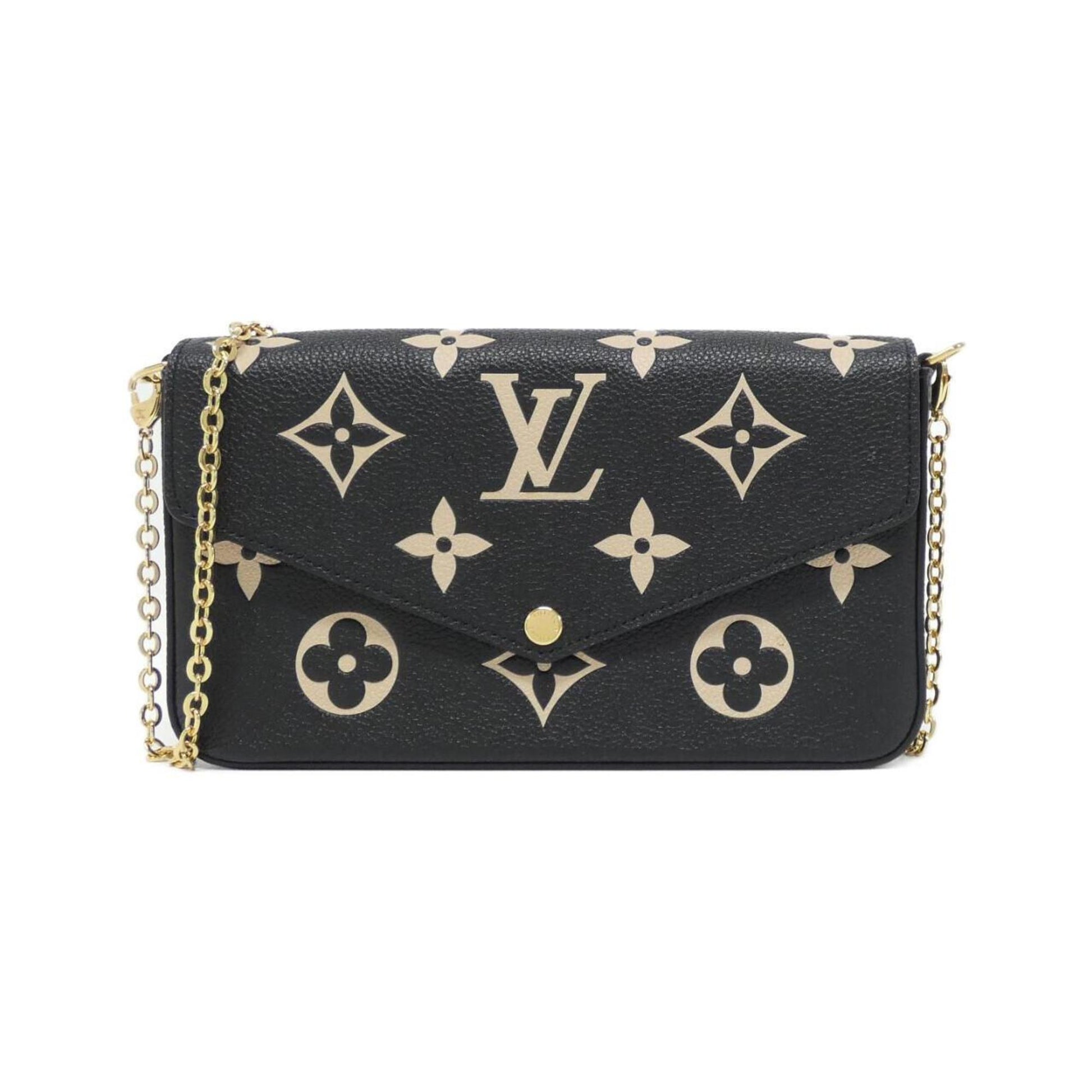 Louis Vuitton Beige Black Leather Pochette Shoulder Bag ()