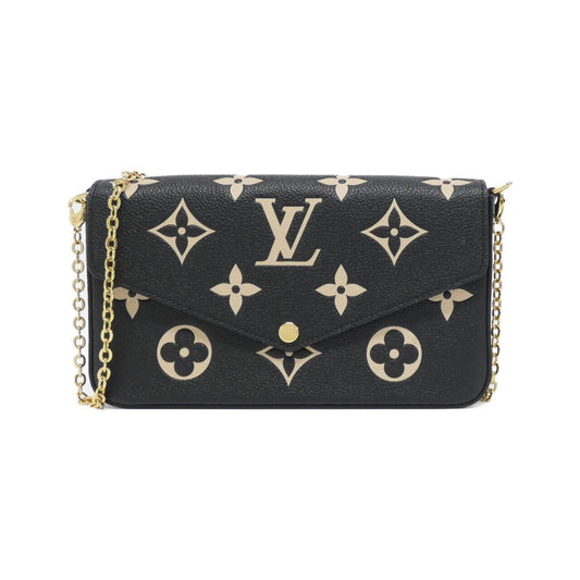 Louis Vuitton Beige Black Leather Pochette Shoulder Bag ()