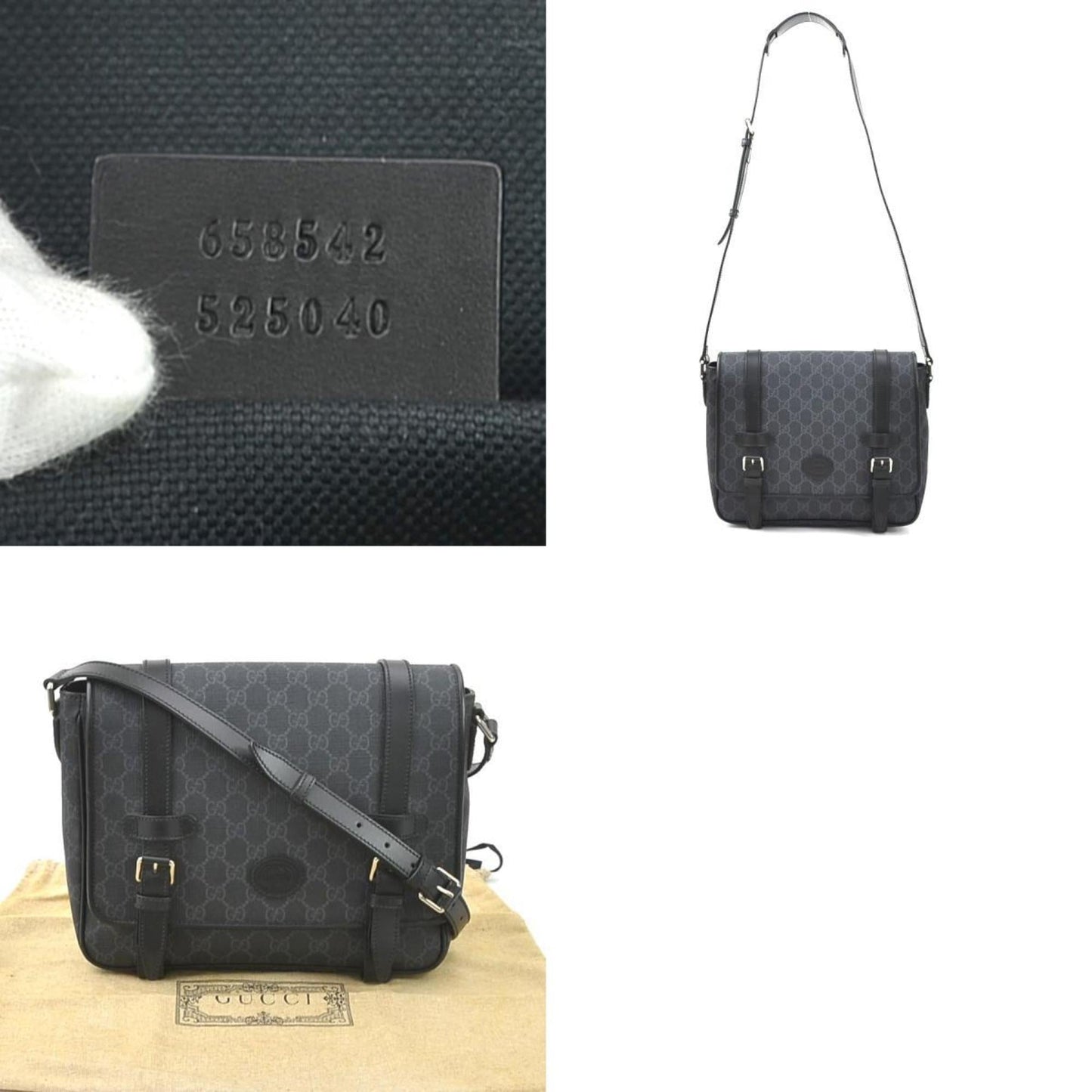 Gucci Black Gray Pvc Shoulder Bag