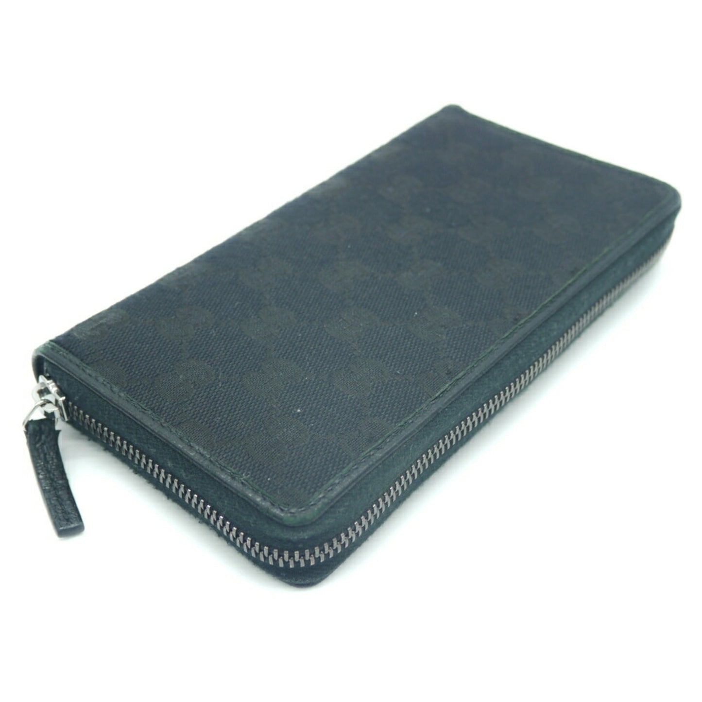 Gucci Black Canvas Leather Long Wallet (Bi-Fold)