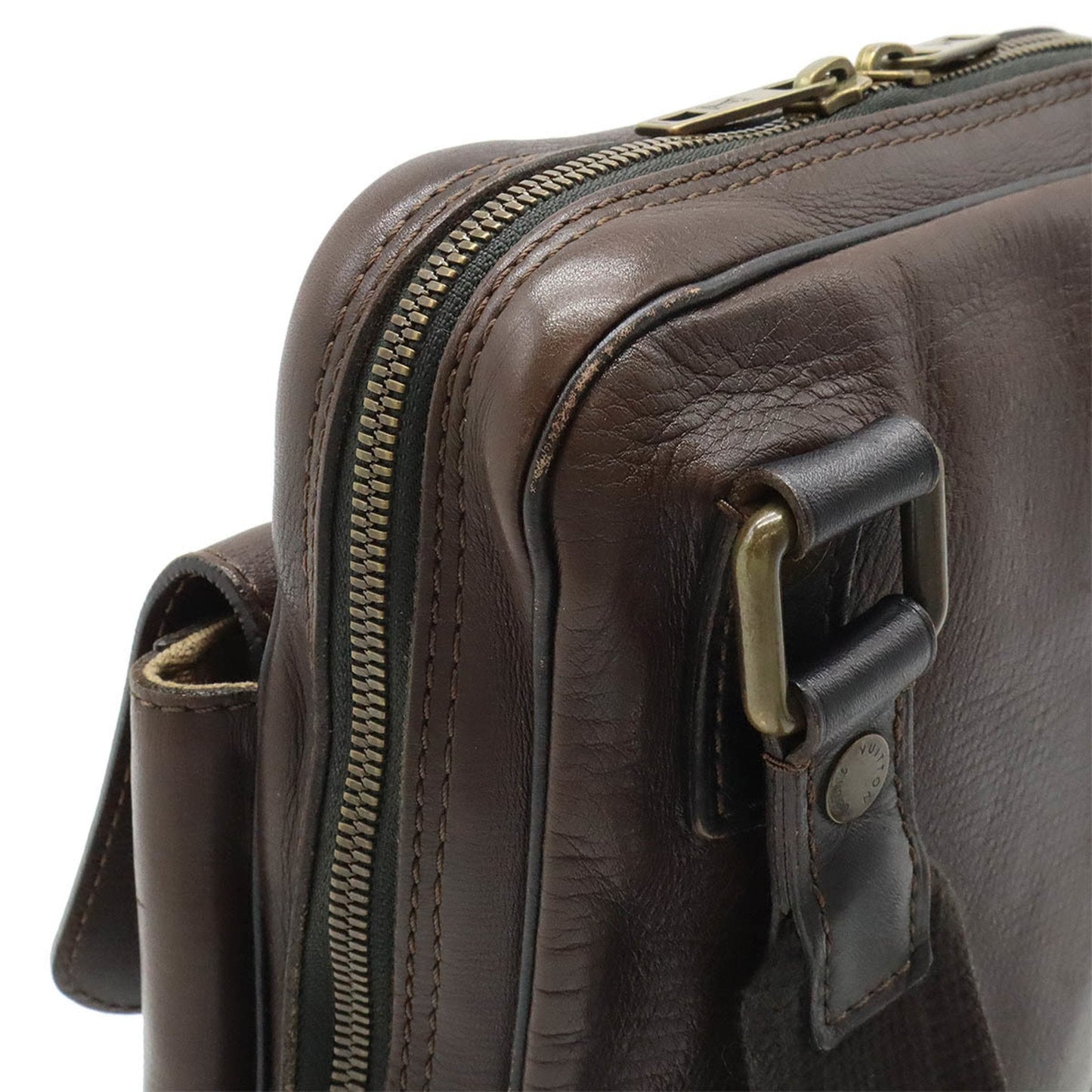 Louis Vuitton Coffee Utah Leather Shoulder Bag