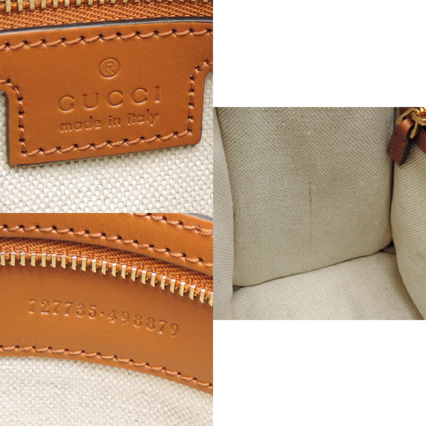 Gucci White Canvas Leather Tote Bag