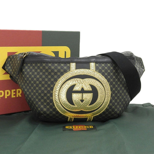 Gucci Black Gold Leather Fanny Pack ()