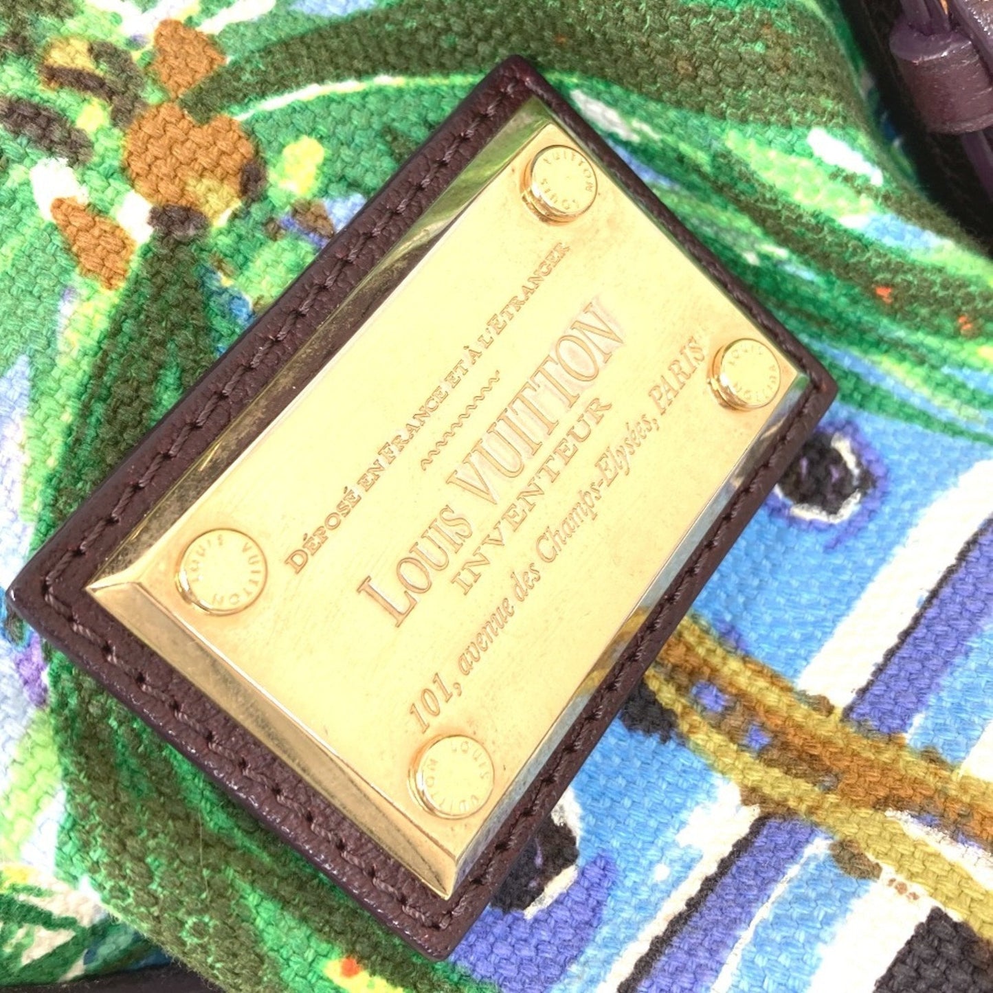 Louis Vuitton Green Multi-Color Canvas Leather Shoulder Bag Tote Bag