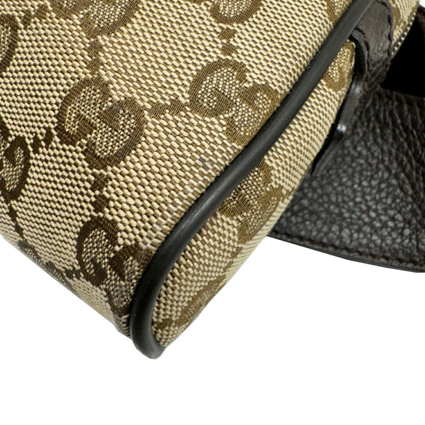 Gucci Beige Brown Canvas Leather Fanny Pack