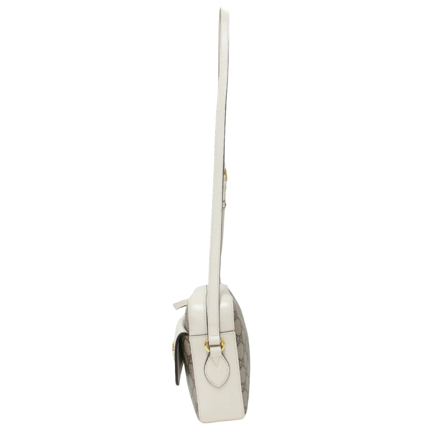 Gucci Horsebit Beige White Pvc Leather Shoulder Bag