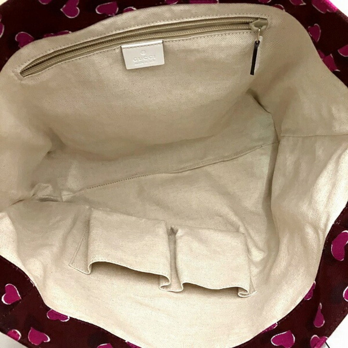 Gucci Brown Pink White Canvas Leather Tote Bag