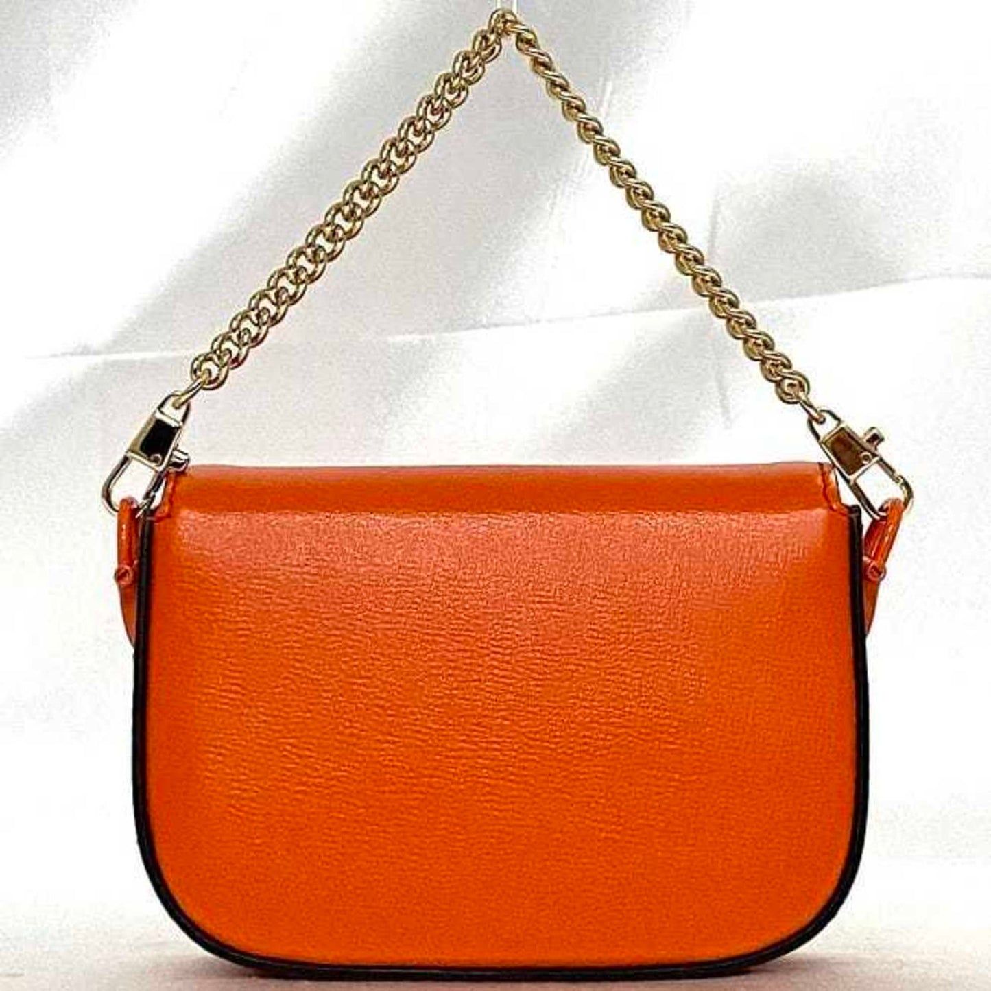 Gucci Horsebit Orange Leather Canvas Shoulder Bag