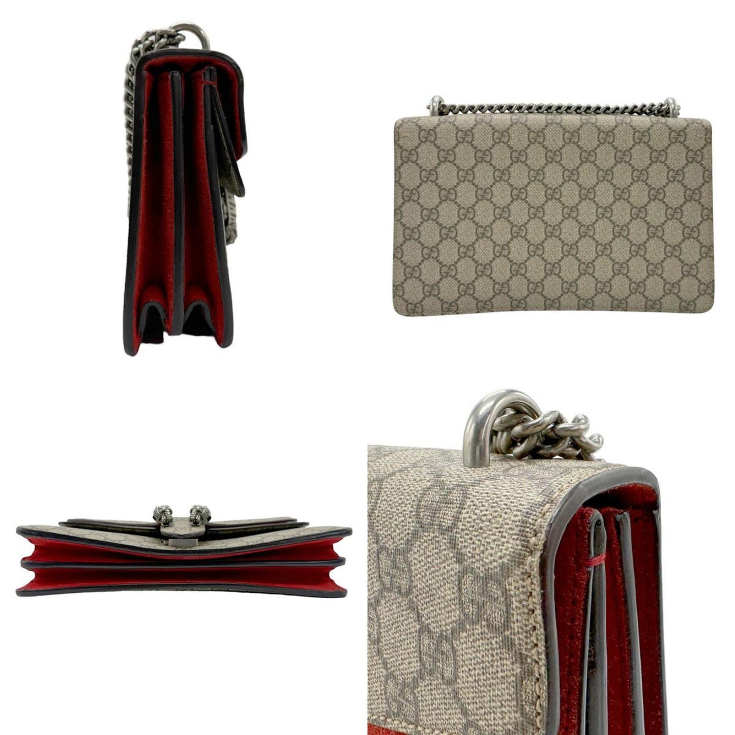 Gucci Brown Red Color Gg Supreme Shoulder Bag