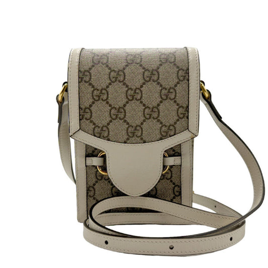 Gucci Horsebit Brown White Gg Supreme Leather Shoulder Bag ()