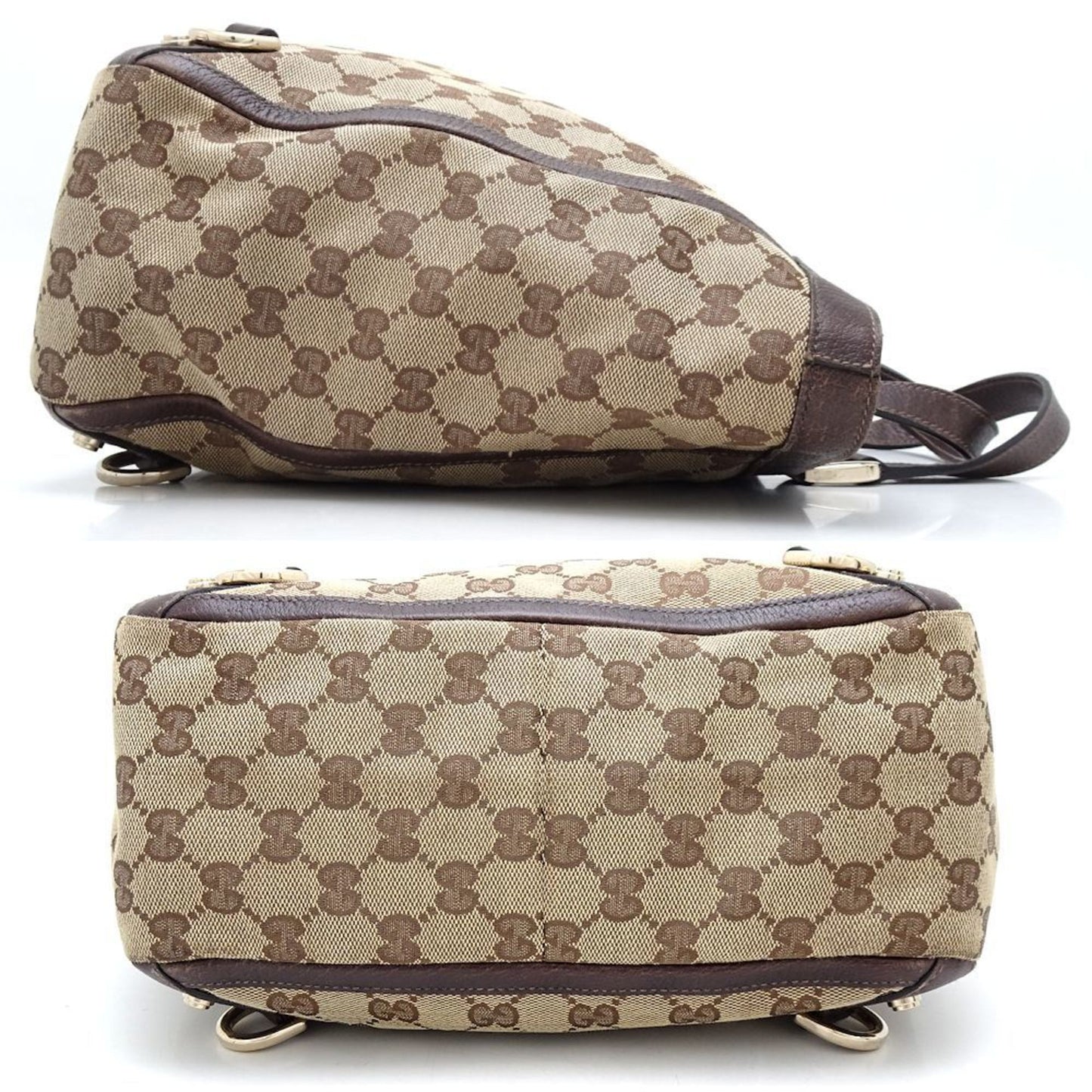 Gucci Beige Brown Gg Canvas Leather Tote Bag
