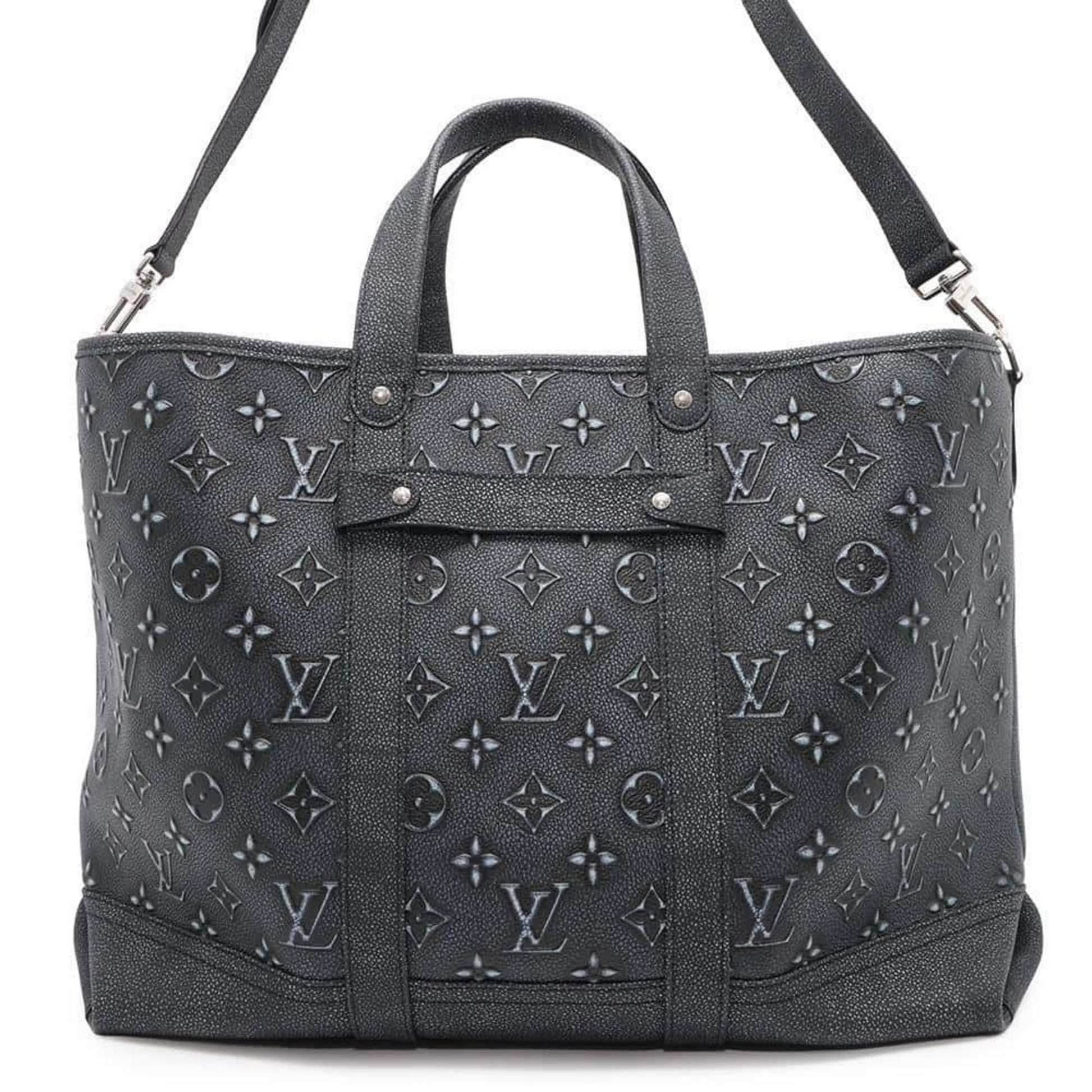 Louis Vuitton Noir Monogram Leather Shoulder Bag Tote Bag ()