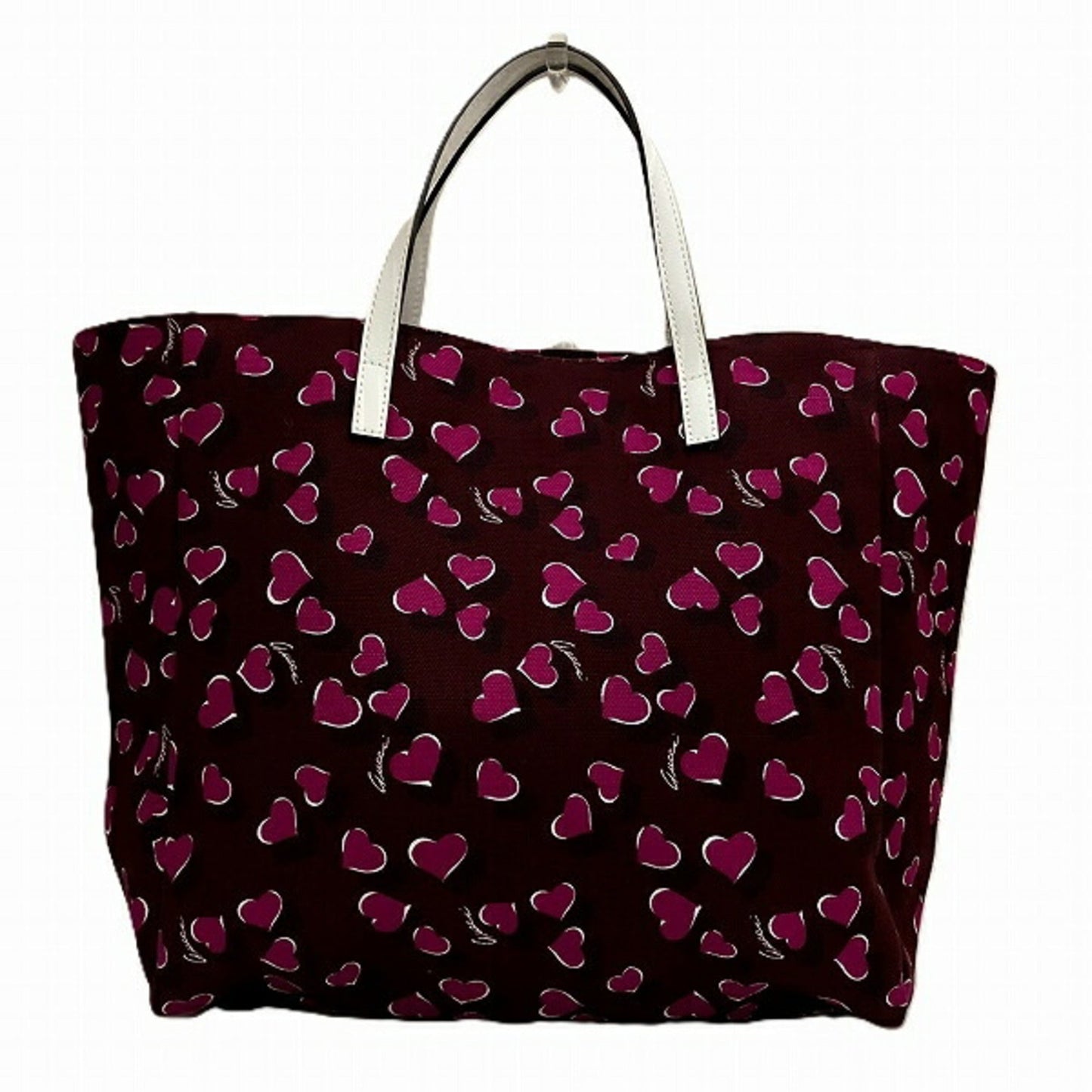 Gucci Brown Pink White Canvas Leather Tote Bag