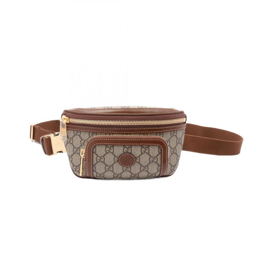 Gucci Beige Brown Pvc Coated Canvas Leather Fanny Pack Sling Bag ()