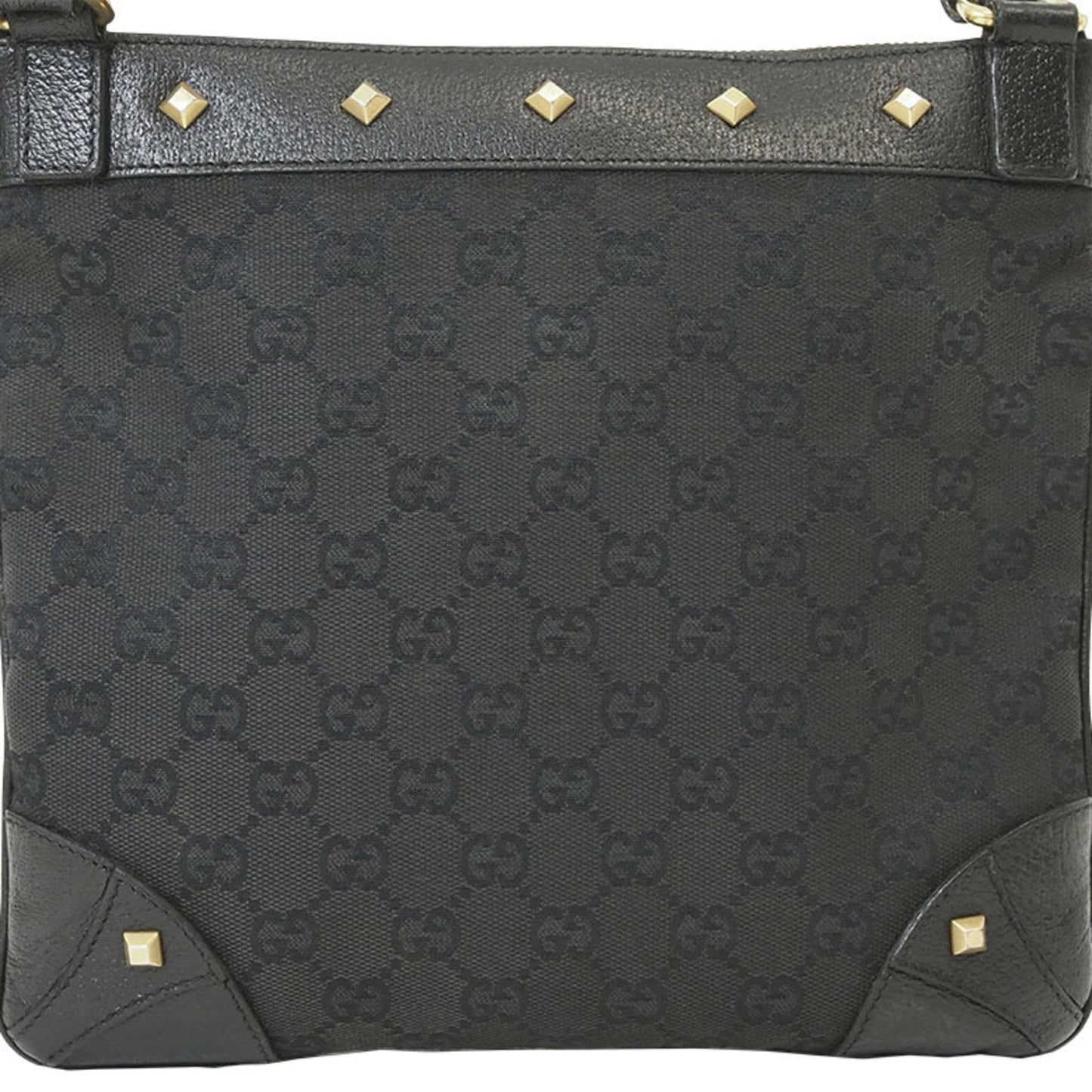 Gucci Gg Canvas Black Canvas Leather Shoulder Bag