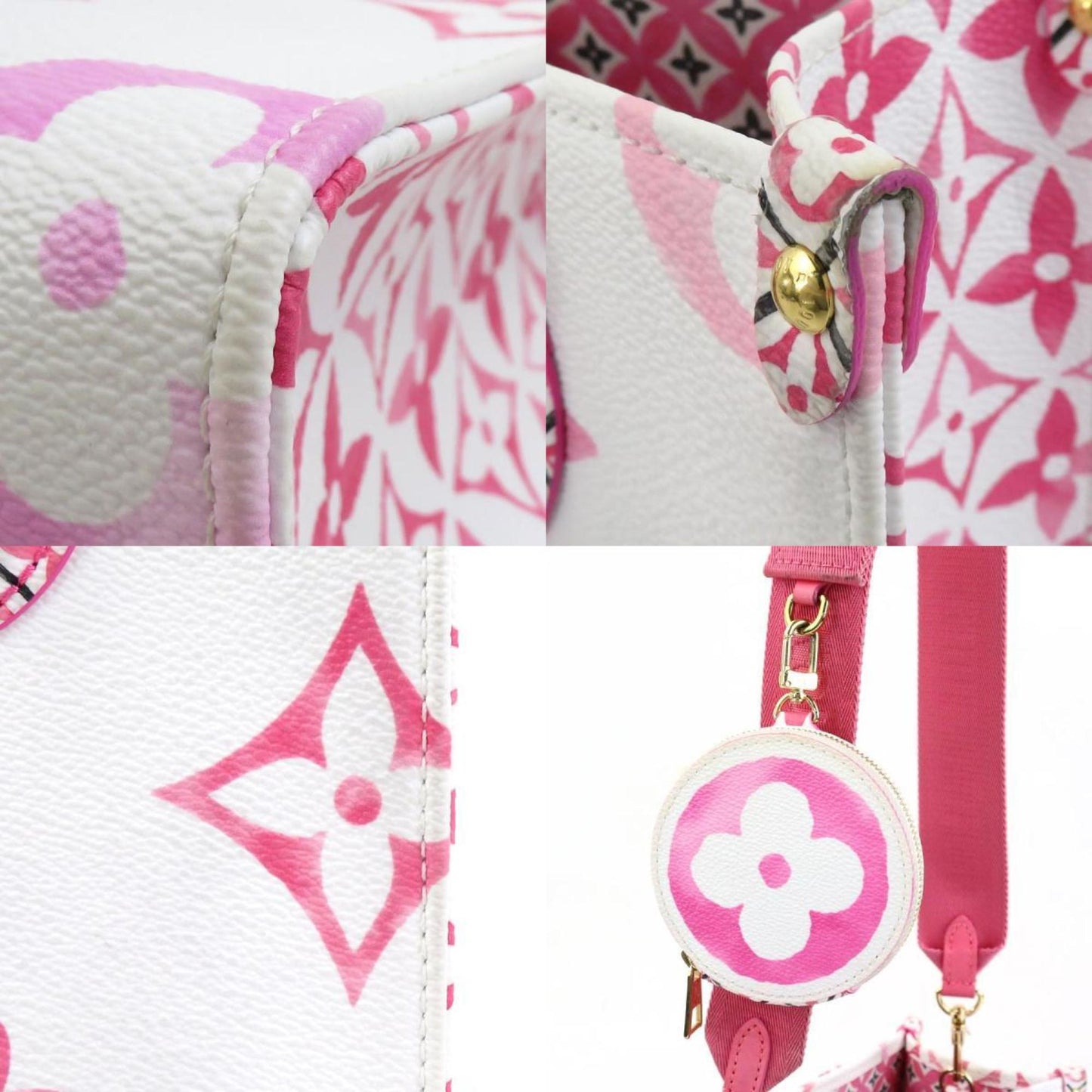 Louis Vuitton Pink White Leather Handbag Shoulder Bag
