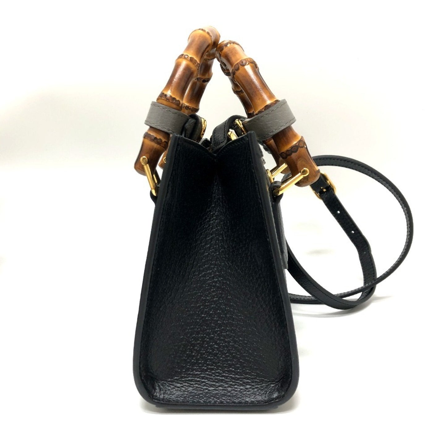Gucci Black Bamboo Leather Handbag Shoulder Bag