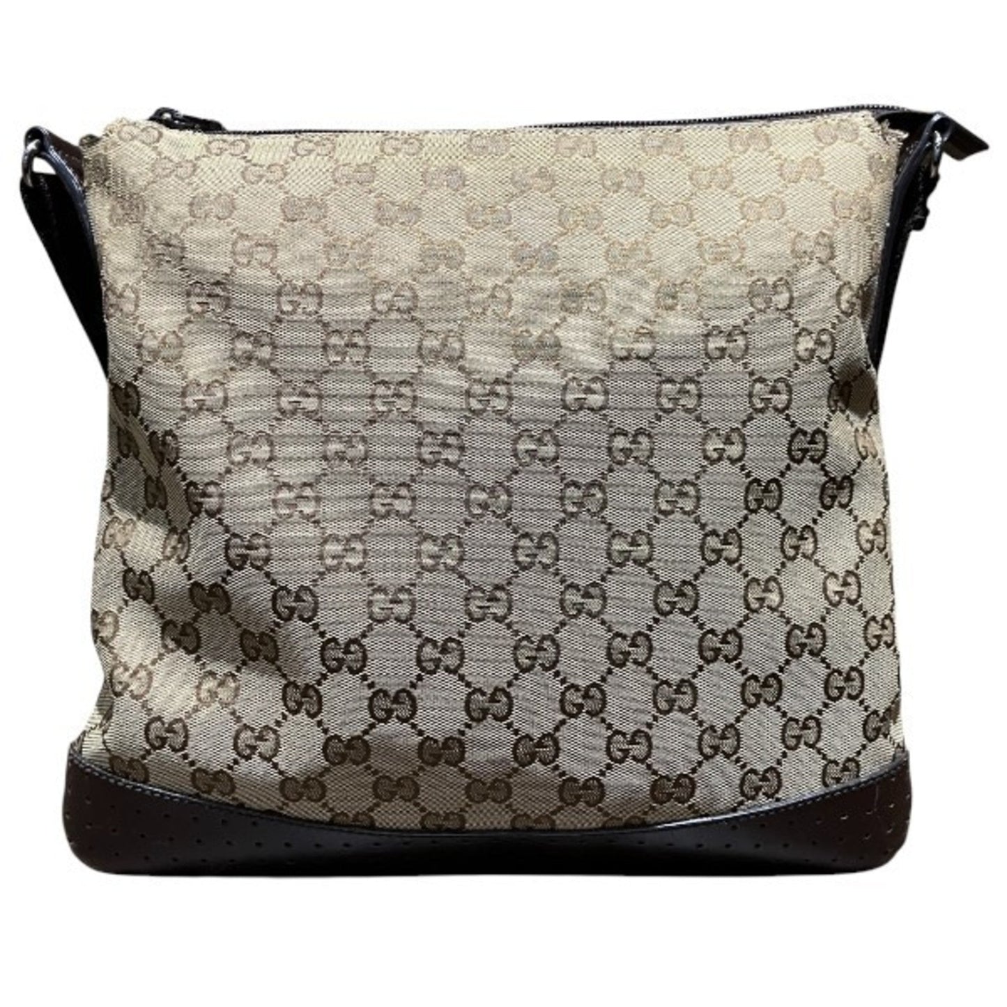Gucci Beige Brown Gg Canvas Leather Shoulder Bag