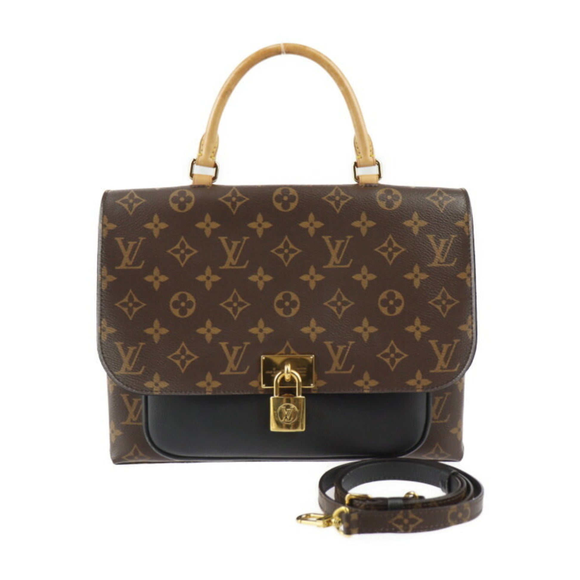 Louis Vuitton Black Brown Monogram Leather Handbag Shoulder Bag ()