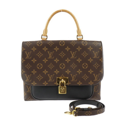Louis Vuitton Black Brown Monogram Leather Handbag Shoulder Bag ()