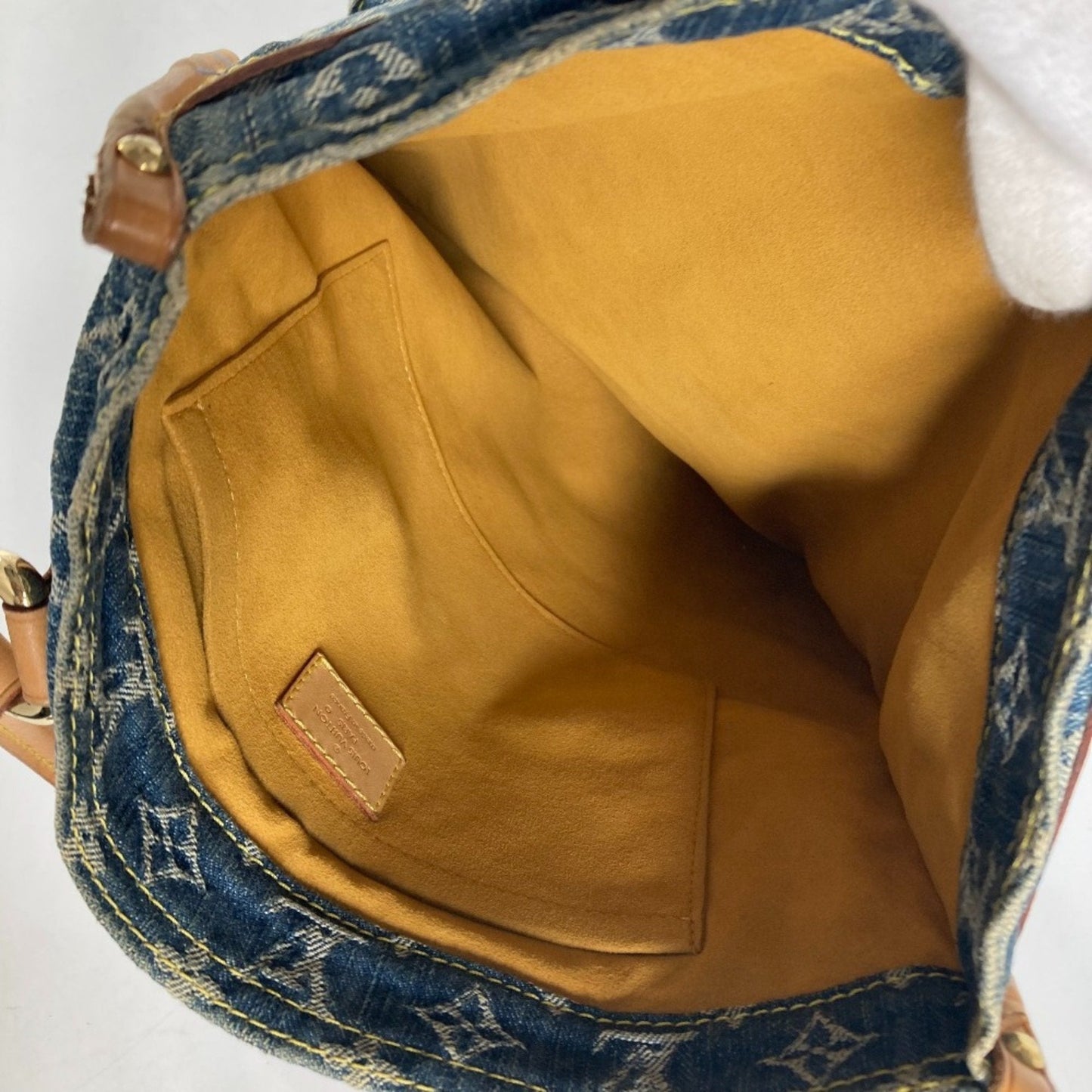 Louis Vuitton Blue Yellow Monogram Denim Shoulder Bag Tote Bag