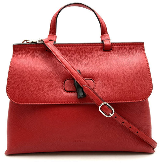 Gucci Red Color Leather Handbag Shoulder Bag ()