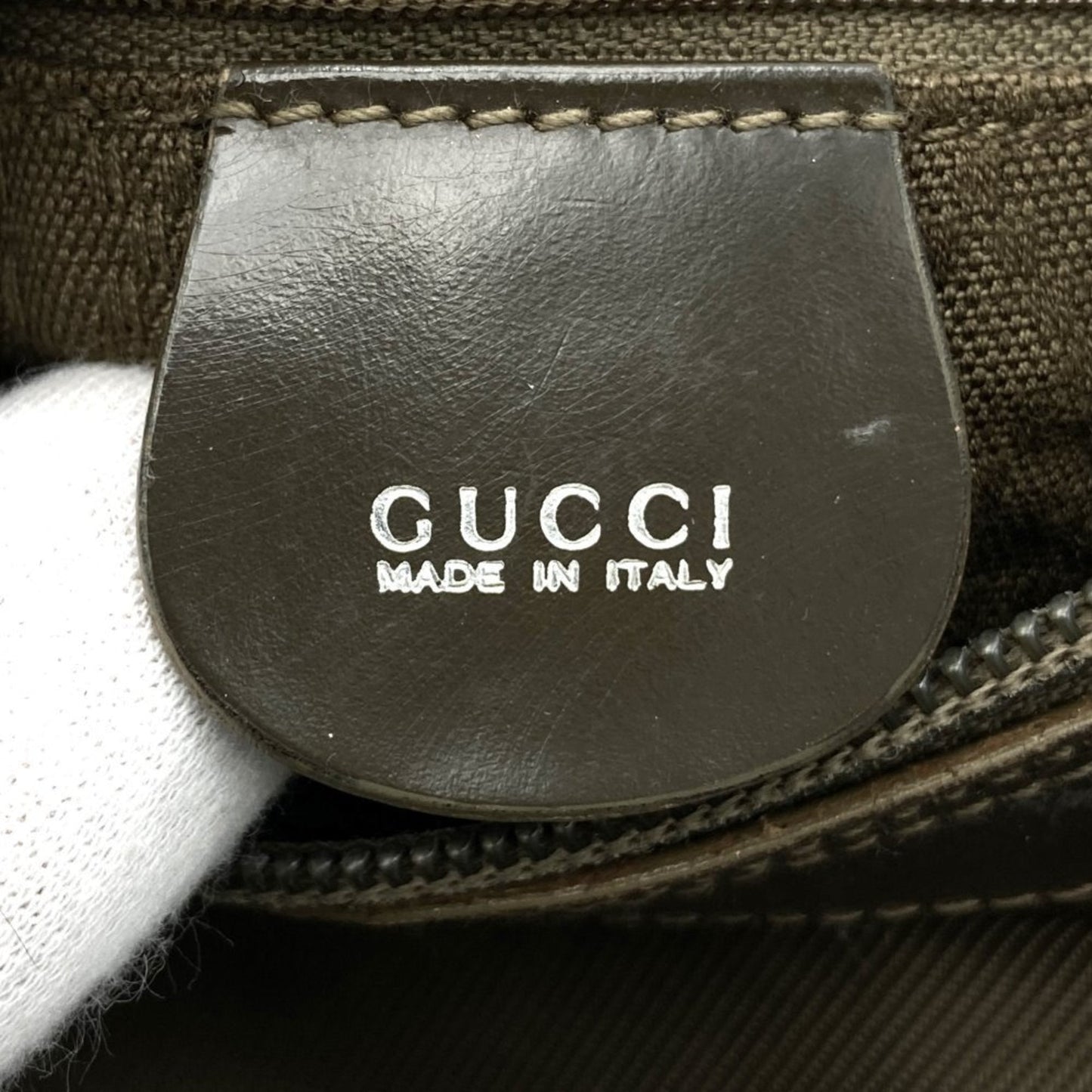 Gucci Khaki Nylon Leather Handbag Shoulder Bag