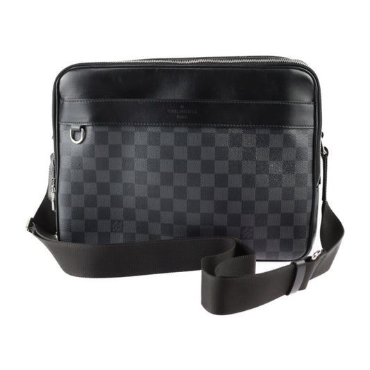 Louis Vuitton Black Gray Damier Graphite Leather Shoulder Bag ()