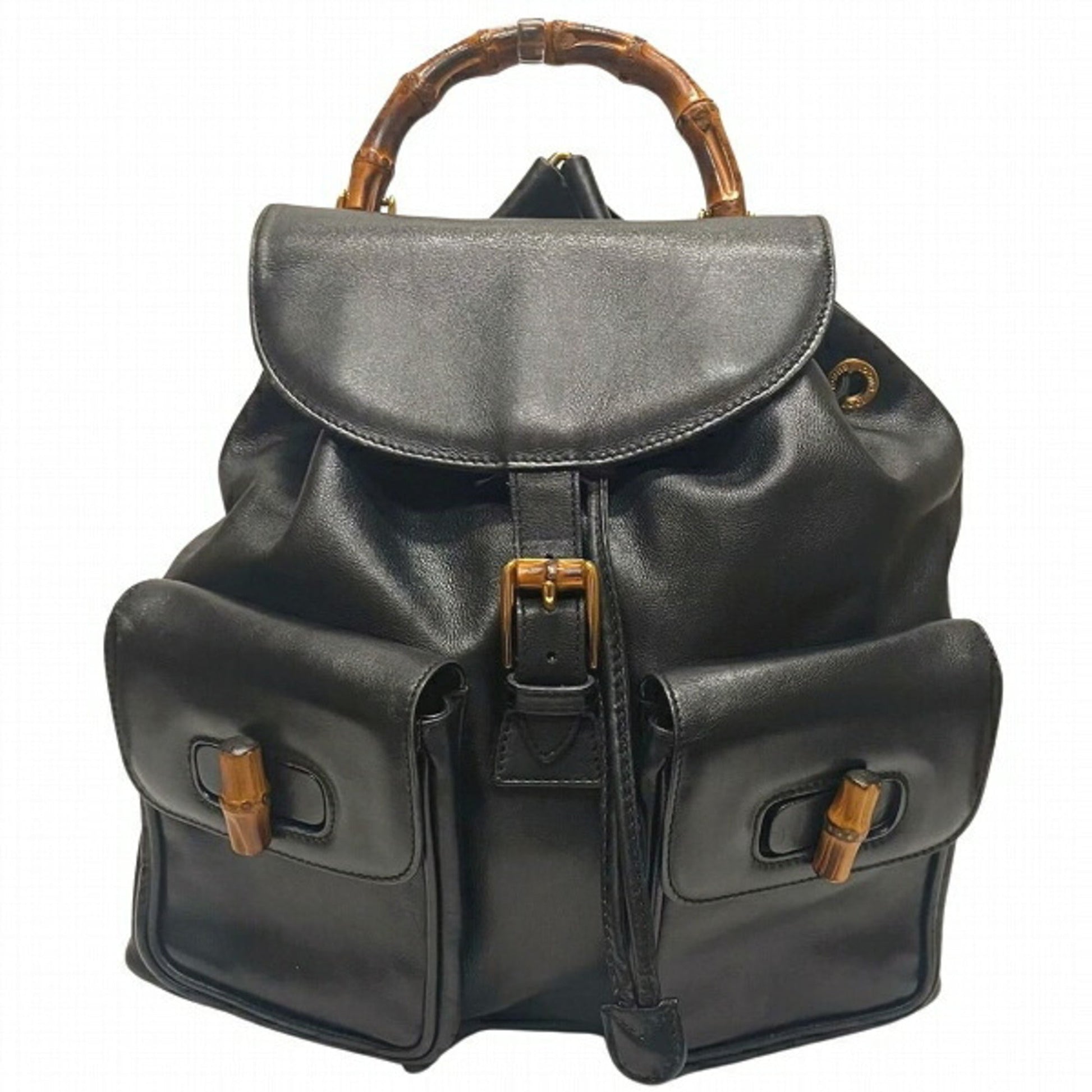 Gucci Black Bamboo Backpack ()