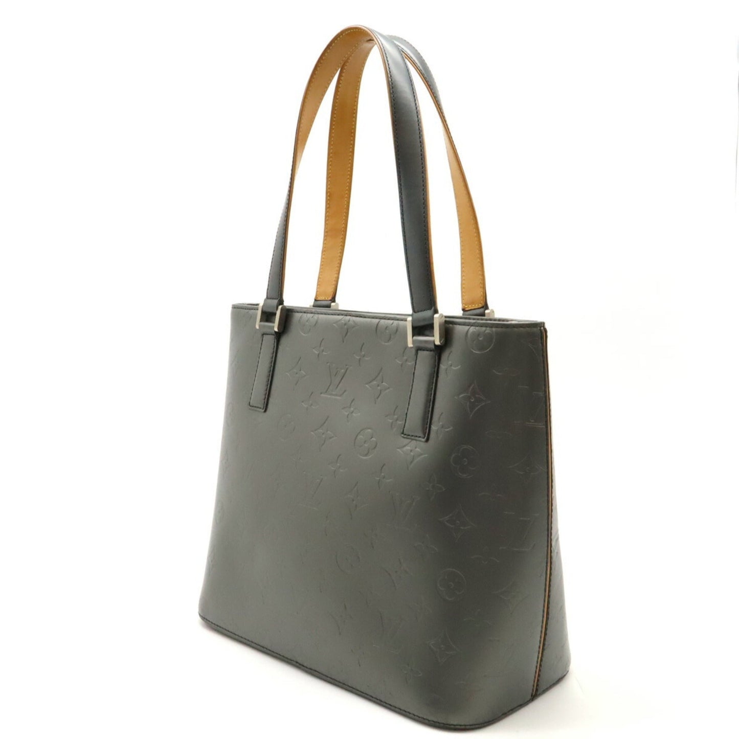 Louis Vuitton Monogram Mat Black Noir Leather Shoulder Bag Tote Bag