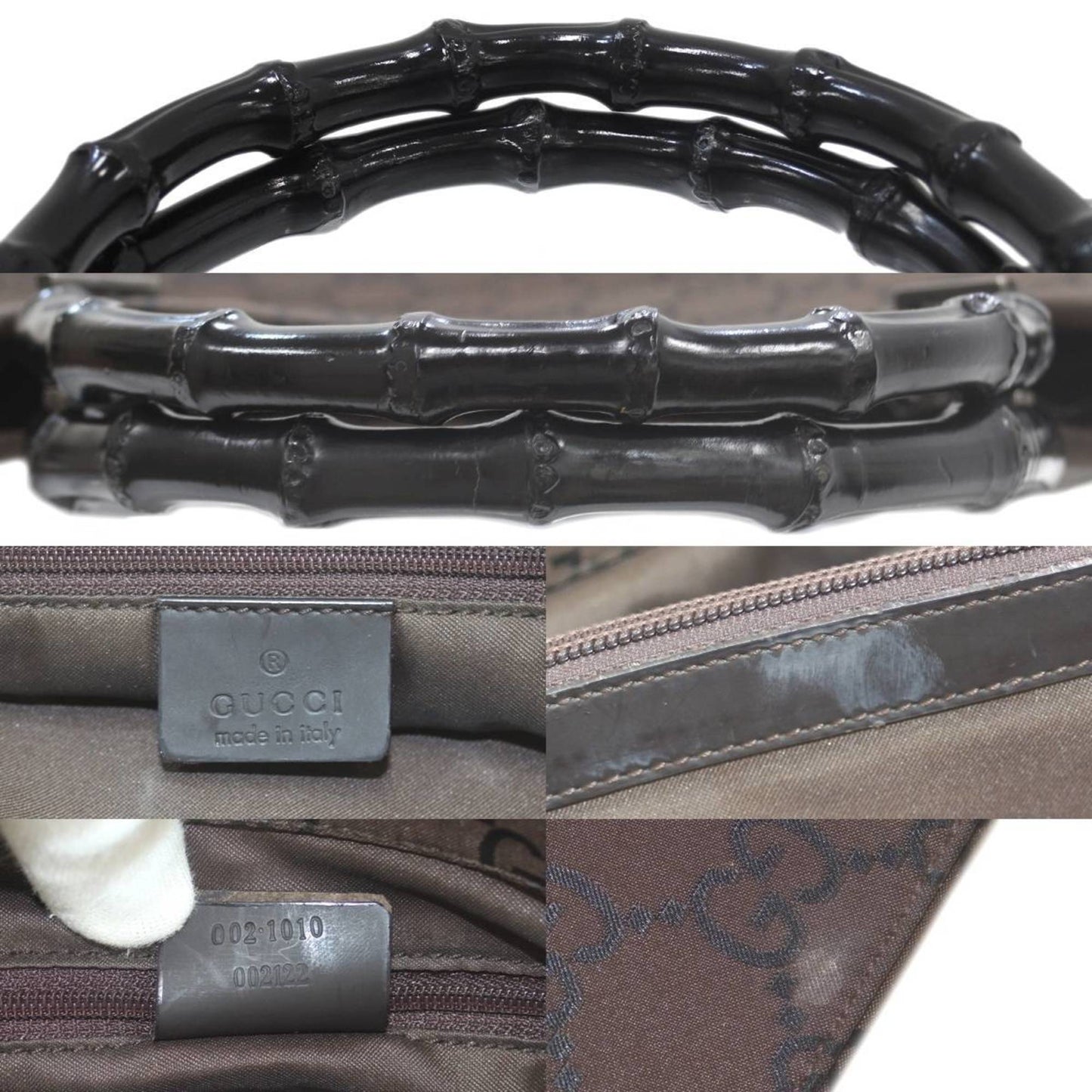 Gucci Dark Brown Canvas Leather Tote Bag