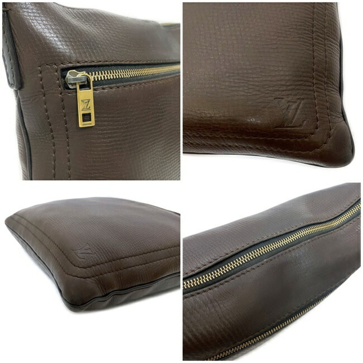 Louis Vuitton Utah Brown Coffee Leather Shoulder Bag