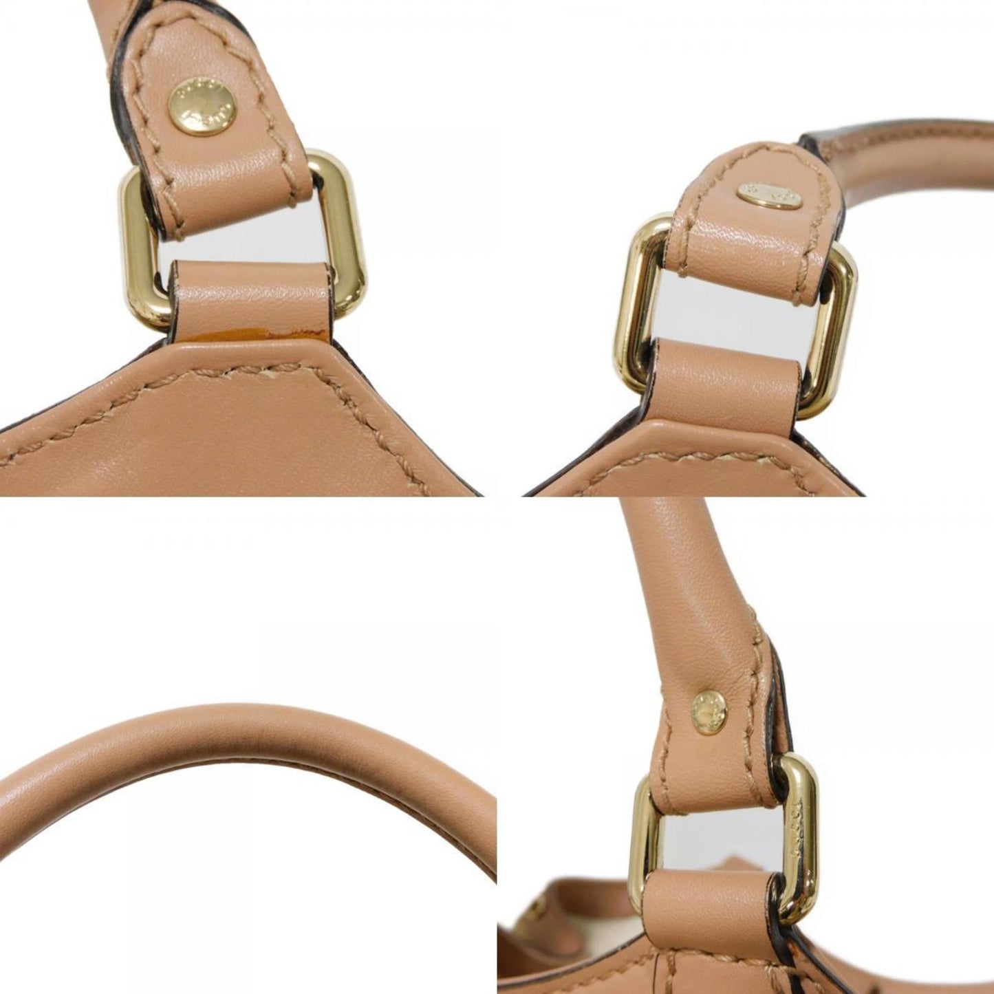 Gucci Beige Canvas Leather Handbag Tote Bag