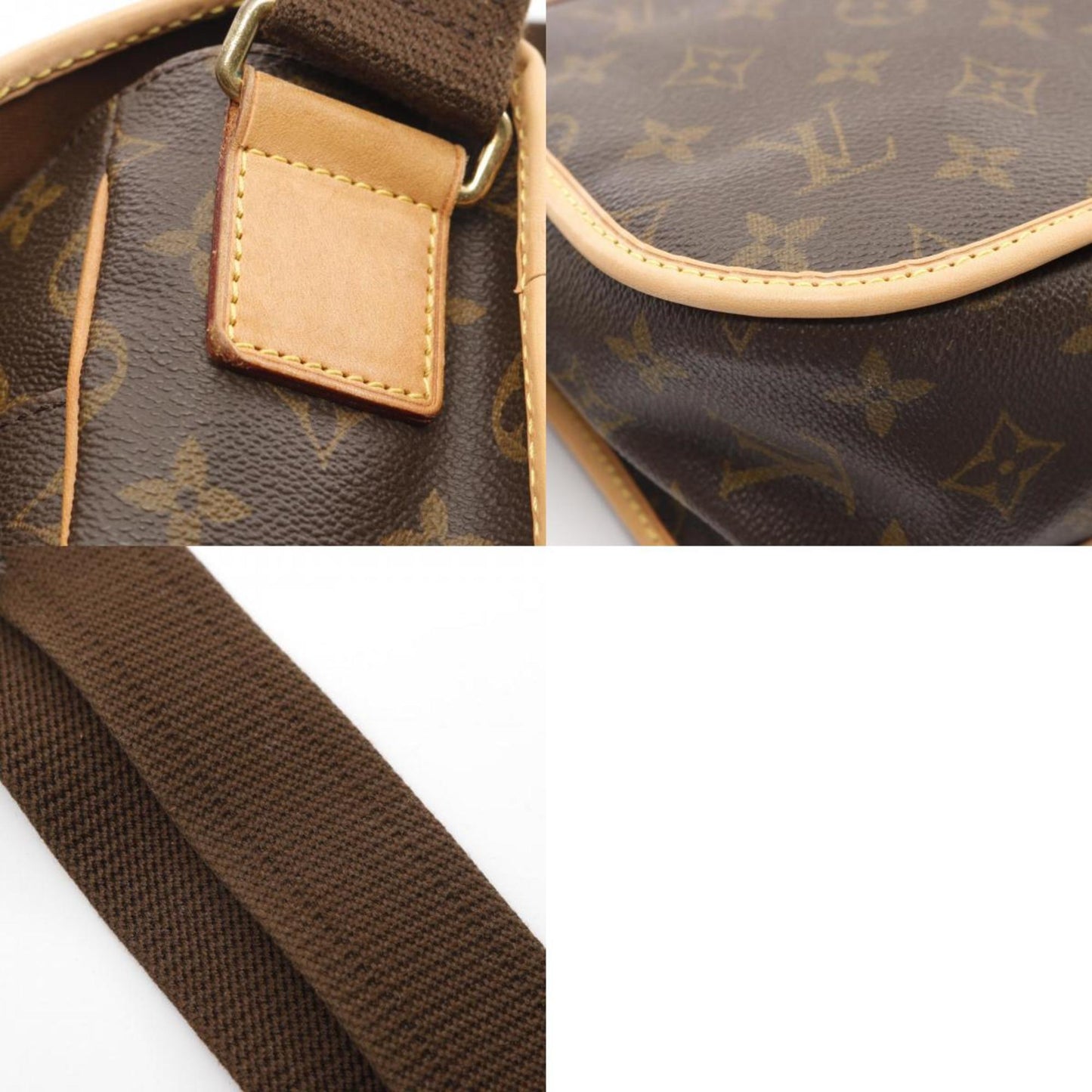 Louis Vuitton Brown Coated Canvas Leather Shoulder Bag